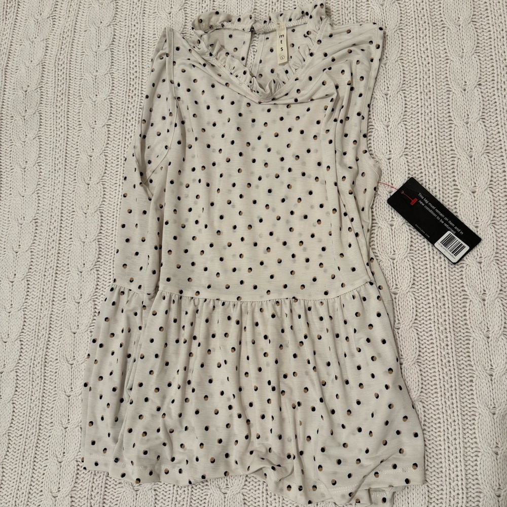 NWT Dailylook mts peplum tank polka dot top - size L